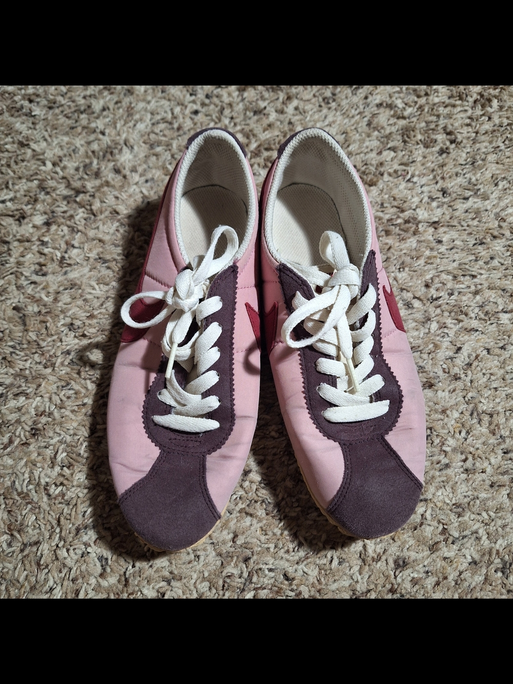 Nike Cortez Lady Nylon Vintage Pink Burgundy Suede Sneakers Size 7